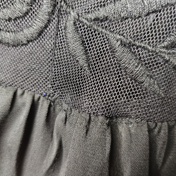 Forever 21 Black Glam Embroidered Sheer Sleeveless Fairy Camisole Top Sz Medium - Picture 8 of 15